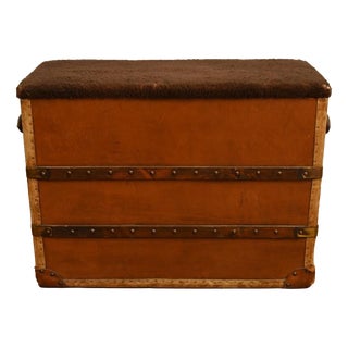 Vintage Leather Bench, 1950s For Sale