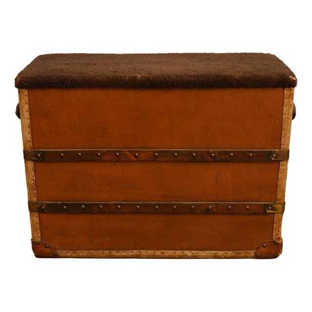 Vintage Leather Bench, 1950s For Sale