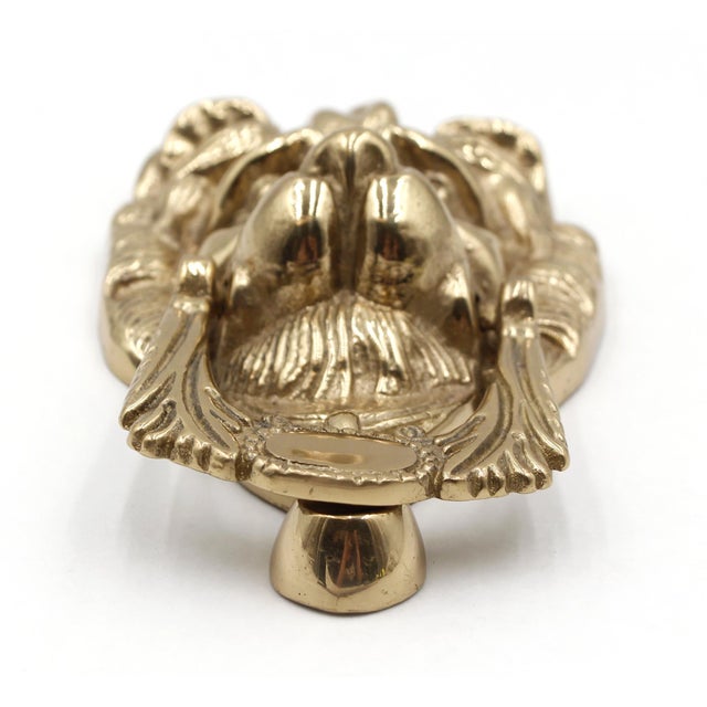 Mid 20th Century Vintage Polished Brass Lion Head Door Knocker For Sale - Image 5 of 8