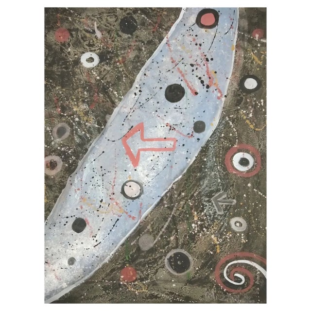 Domingo Millan, Composition, 1986, Mixed Media on Paper For Sale