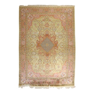 Antique Botanical Silk Kashan Rug - 8'4" x 11'5" For Sale