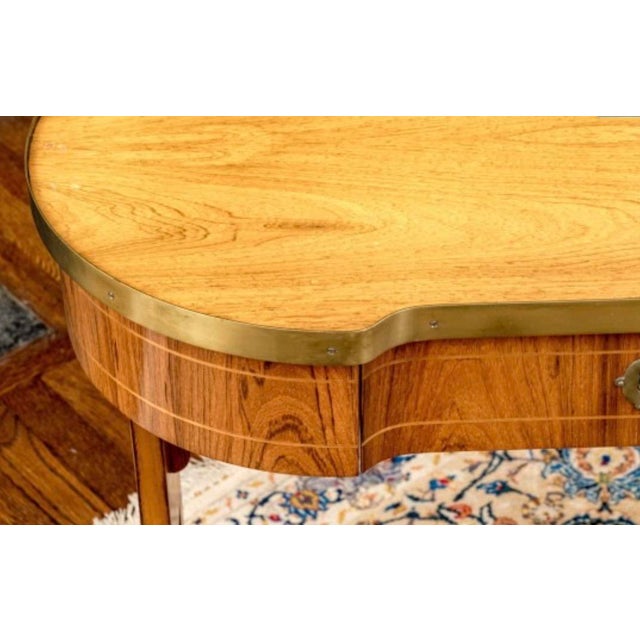 Vintage Baker Furniture Regency Rosewood & Brass Kidney Desk or Console Table For Sale In Portland, ME - Image 6 of 16
