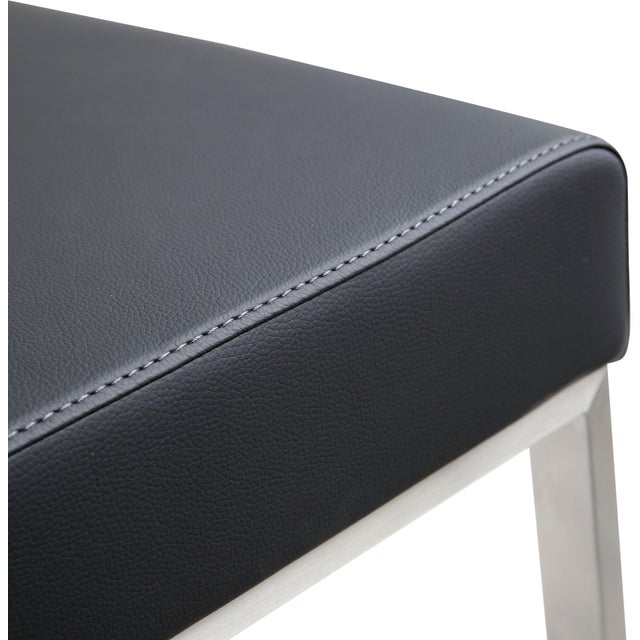 Black Denmark Black Vegan Leather & Steel Counter Stools - Set of 2 For Sale - Image 8 of 12