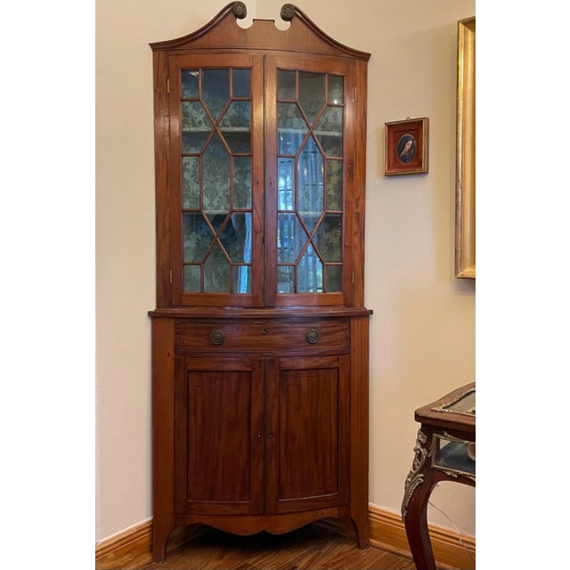 Edwardian Mahogany Corner Display Cabinet For Sale - Image 13 of 13
