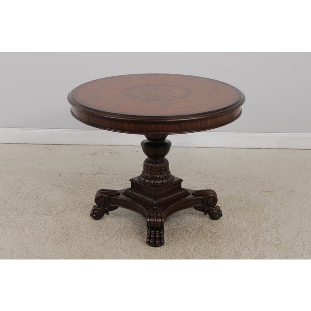 Age: Approx: 10 Years Old Details: Light Factory Distressed Carved Paw Feet & Pedestal Quality Construction Nice Inlaid...
