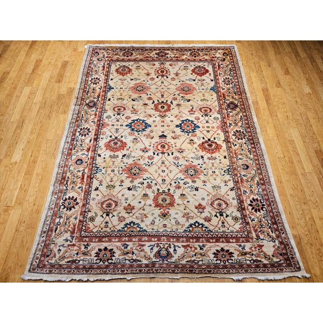 "Discover the refined grandeur of this exceptional Vintage Room Size Persian Mahal Sultanabad rug, a true testament to the...