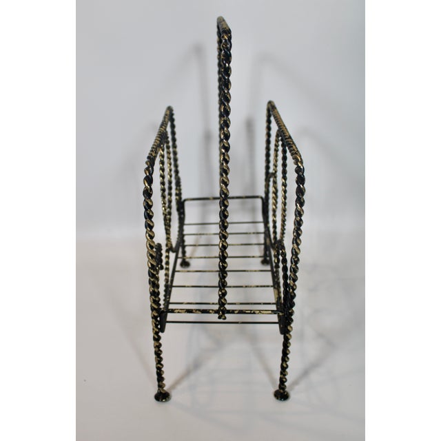 Vintage French Shabby Chic Iron Magazine Rack For Sale - Image 4 of 9