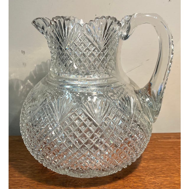 Antique Late 19th Century American Brilliant Glass Cut Crystal Water Pitcher for the Dining Table or Bar For Sale - Image 10 of 18
