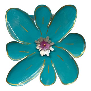 Pat & Andre Juneau Metal Flower Wall Sculpture, Large For Sale