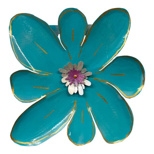 Pat & Andre Juneau Metal Flower Wall Sculpture, Large For Sale