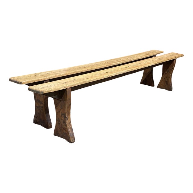 Fir Farmhouse Benches, Set of 2 For Sale