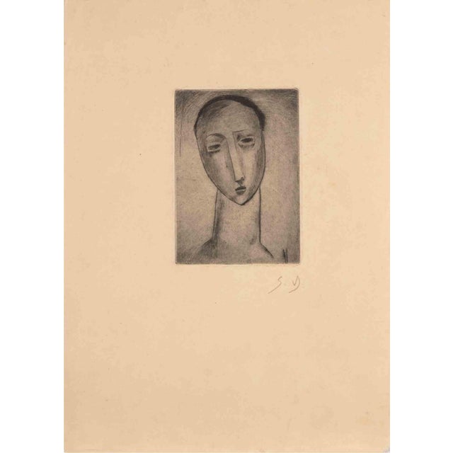 Pierre Georges Duval Visage Etching Mid 20th Century Chairish