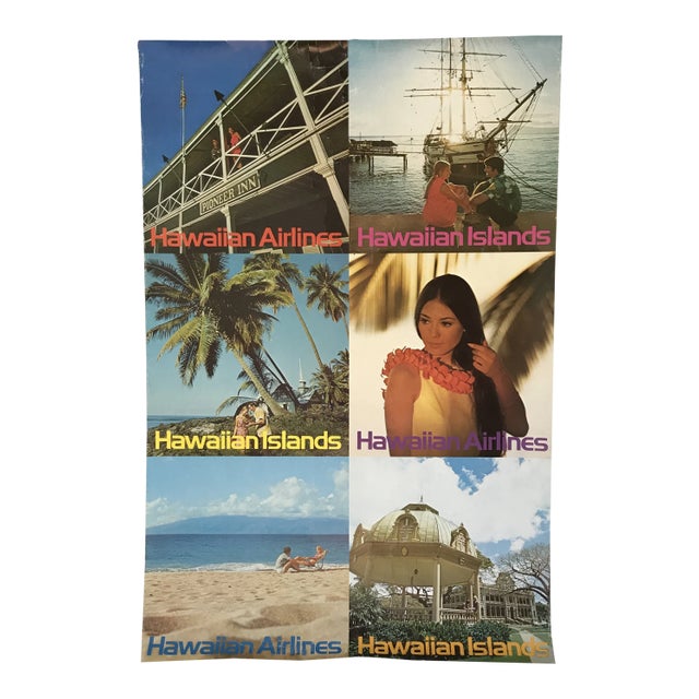 Hawaiian Airlines Travel Poster New Zealand to Hawaiian Islands by Clark and Mathewson For Sale