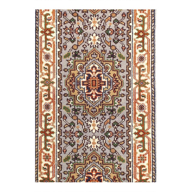 Indo Serapi design rug. Handmade Hand-knotted in fine lambswool. Lamb's Wool on a Cotton Foundation Vegetable Dyed Hand-...