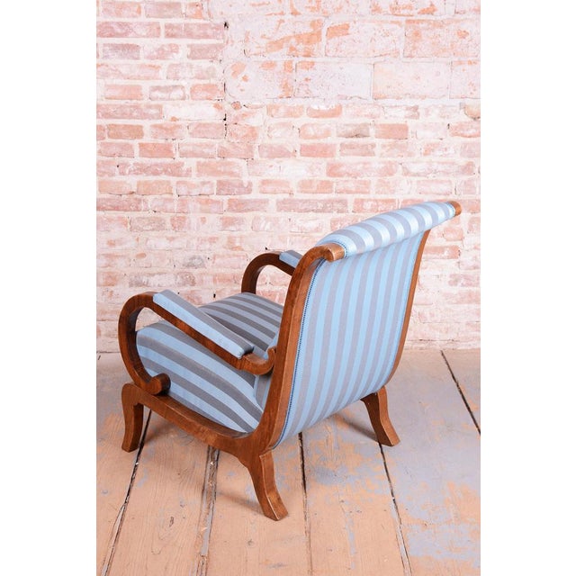 Blue Biedermeier Lounge Chairs in Oak, Spruce and Walnut, Austria, 1830s, Set of 2 For Sale - Image 8 of 16