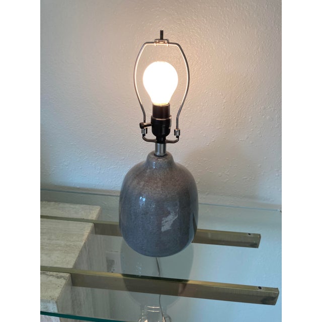 Coastal Uttermost Mauve Ceramic Table Lamp With New Ballard Designs Isla Shade For Sale - Image 3 of 5