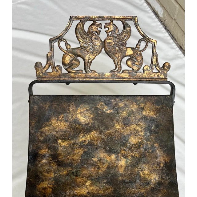 Vintage Oscar Bach Style Newly Painted and Hand Gilt Iron X Base Bench/Stool For Sale - Image 9 of 11