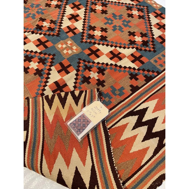Orange Antique Geometric Kilim Runner Rug - 5'10'' X 3'8'' For Sale - Image 8 of 9