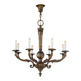 Late 20th Century David Michael - Traditional 8 Candle Solid Bronze Casting Chandelier For Sale