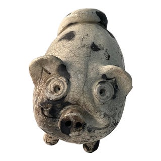 1994 Pottery Pig Signed Hunning For Sale
