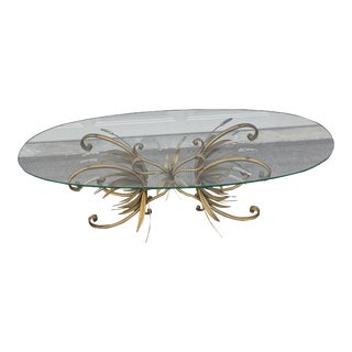1980s Coco Chanel Style Oval Wheat Sheath Table - Italian Tag For Sale