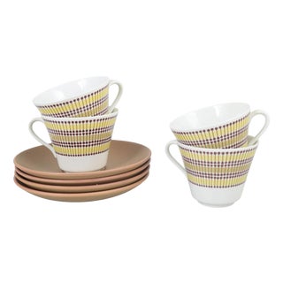 Mandarin Teacups with Saucers by Marianne Westman for Rörstrand, 1960s, Set of 8 For Sale