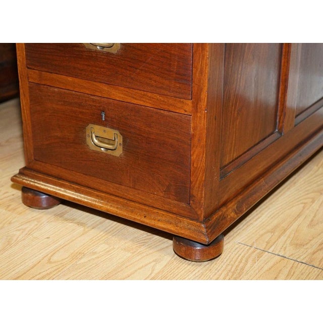 Gold Victoria Regina Military Campaign Pedestal Desk, 1880s For Sale - Image 8 of 13