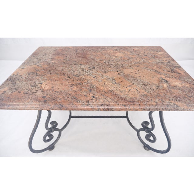 Heavy Wrought Iron Base 46x30" Thick Granite Top Outdoor Dining Table MINT