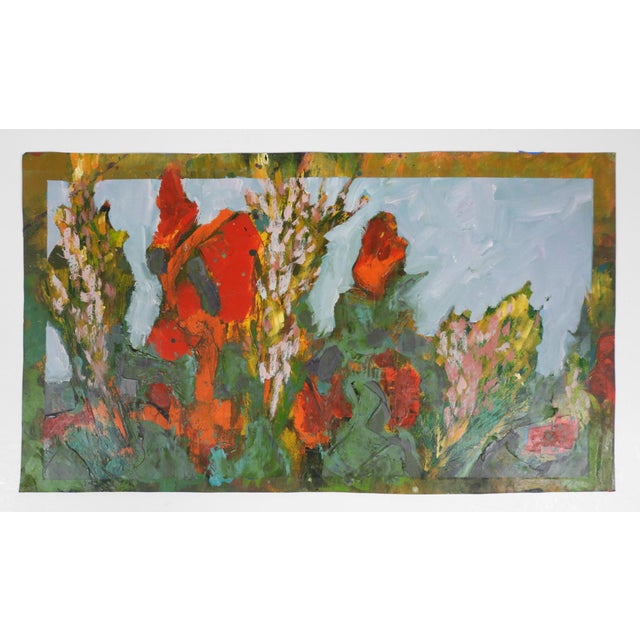 Paper Contemporary Expressionist Flower Garden Painting For Sale - Image 7 of 7