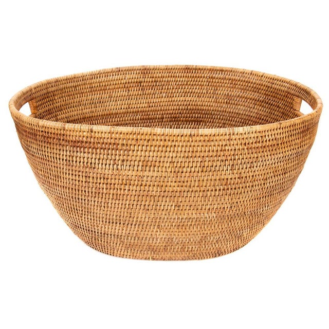 Brown Artifacts Rattan Laundry Basket with Cutout Handles in Honey Brown For Sale - Image 8 of 8