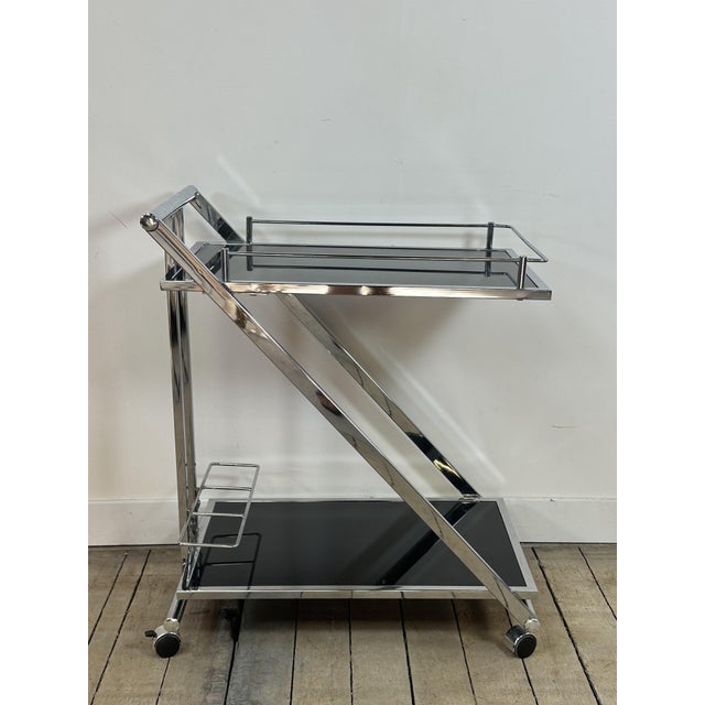 Vintage Z-Line Serving Cart in Chrome and Smoked Glass, 2000s For Sale - Image 6 of 13