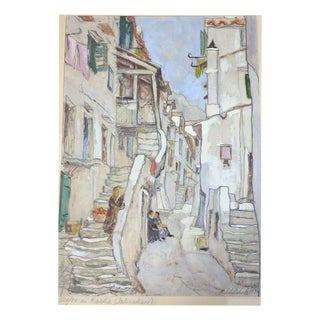 Schürholz Hans, Baška Street View KRK Street Dalmatia Croatia, 1930, Oil on Canvas For Sale