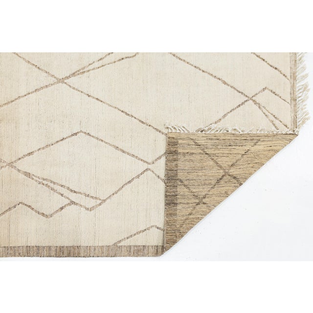 Minimalist Modern Moroccan Beni Ourain Style Hand-Knotted Wool Rug 6x9 For Sale - Image 10 of 10