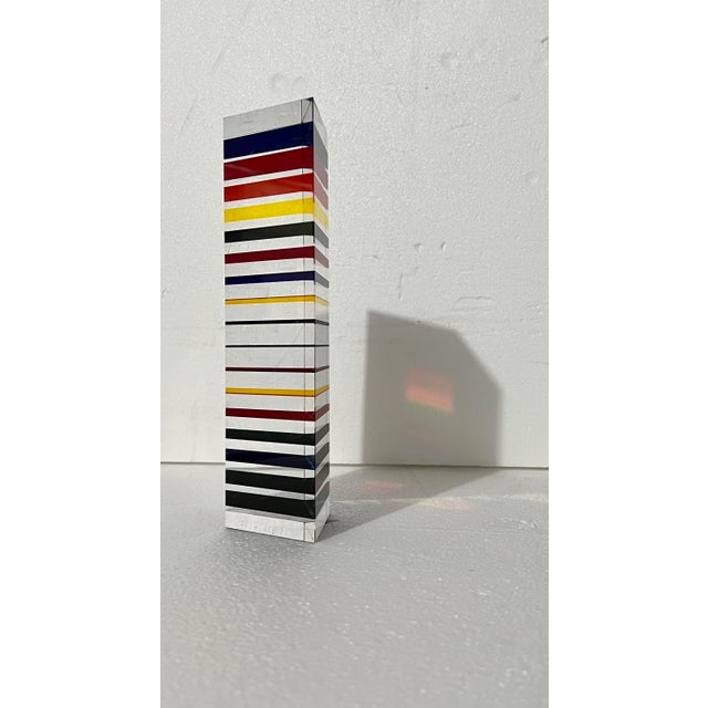 Vasa Velizar Mihich, Hand Signed Dated 2001 Colorful Acrylic Vasa Laminated Lucite Triangle Sculpture, 2001 For Sale - Image 14 of 18