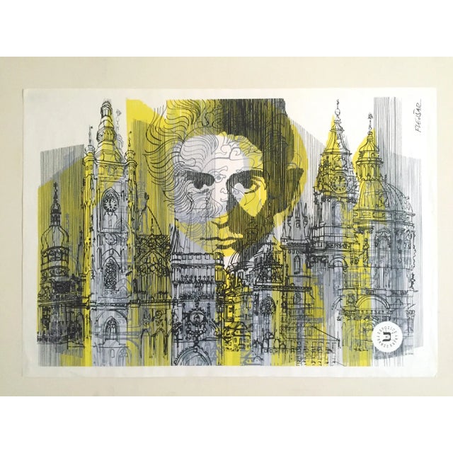 Josef Flejsar Vintage 1993 Czech Lithograph Print Poster "Franz Kafka Exposition" For Sale - Image 13 of 13