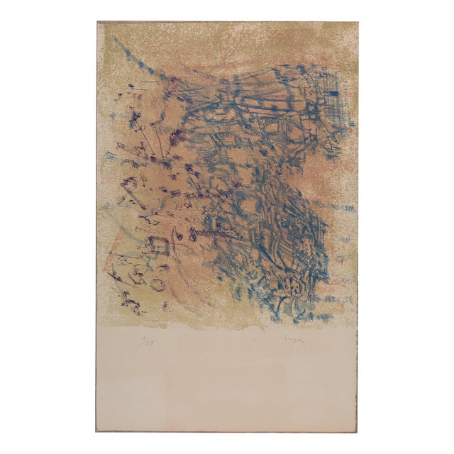 Camille Bryen, Blue Composition, Lithograph For Sale