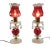 Victorian Pair of Early 20th Century Victorian Cranberry Glass Mantle Luster Lamps With Etched Floral Shades For Sale - Image 3 of 10