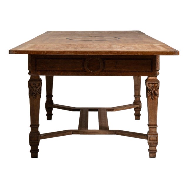 19th Century France Rich Walnut Brown Extending Walnut Trestle Table For Sale