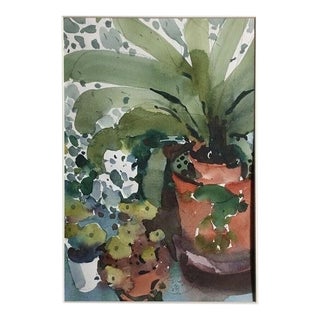 Hans Köhler, Balcony Plants, 1985, Watercolor For Sale