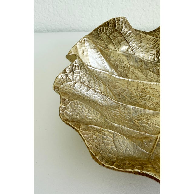 Virginia Metalcrafters 1940s Large Metal Leaf Bowl by Virginia Metalcrafters For Sale - Image 4 of 11