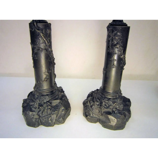 Italian Bronze Cherub/ Putti Candlesticks - a Pair For Sale - Image 10 of 13