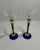 Pair of Signed Shafaq Malik Postmodern Art Glass Martini Glasses – Cobalt Blue & Yellow For Sale - Image 4 of 6