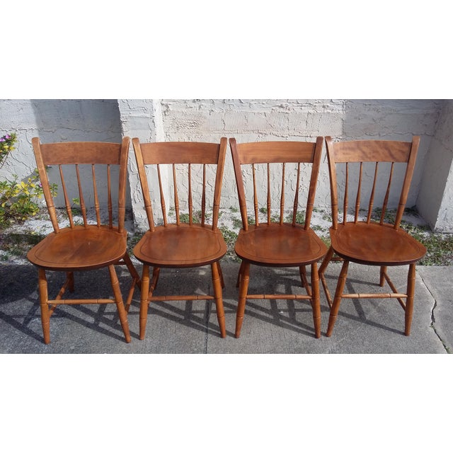 1950's Vintage Nichols and Stone Thumb Back Maple Windsor Chair Set of