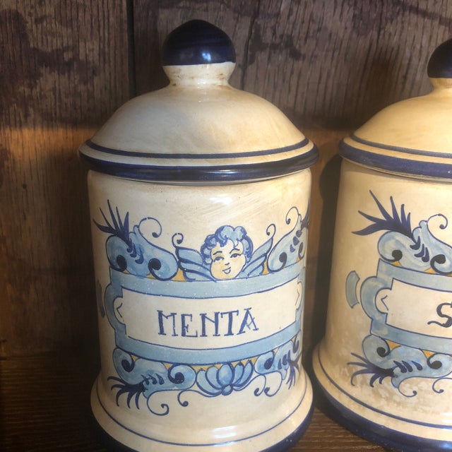 Italian Hand Painted Small Ceramic Canister Set of 5 Chairish