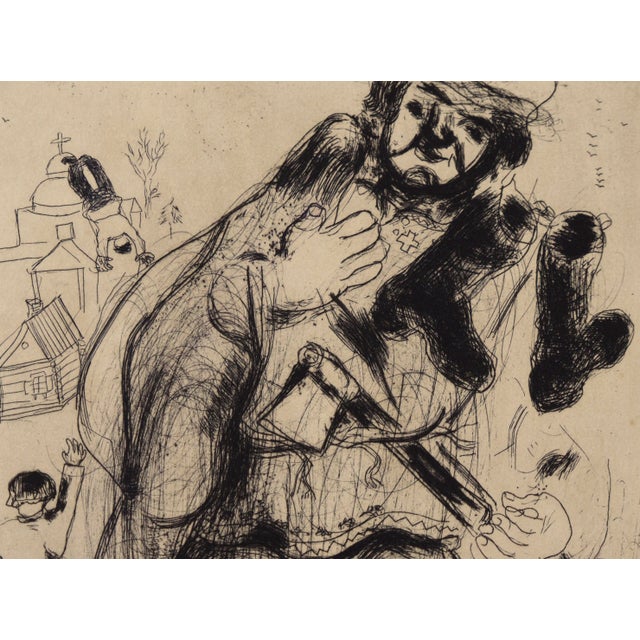 Abstract "The Barefoot Lumberjack" Etching From "Les Ames Mortes" by Marc Chagall For Sale - Image 3 of 7