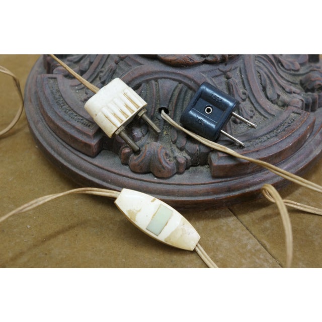 Mid 20th Century European Carved Oak Baroque Acanthus Leaf Candlestick Table Lamp For Sale - Image 10 of 11