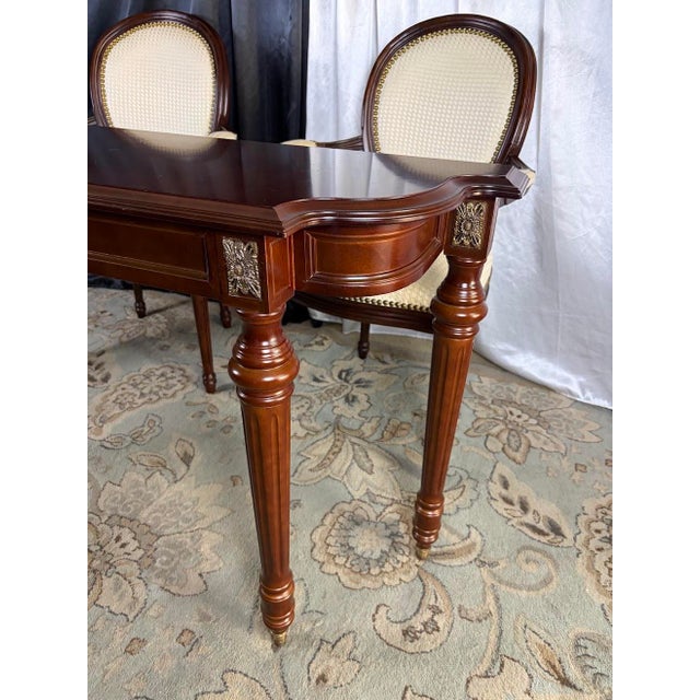 Late 20th Century The Executive’s Alcove: Neoclassical Writing Console & Medallion Armchair Suite — 3 Pieces For Sale - Image 9 of 14