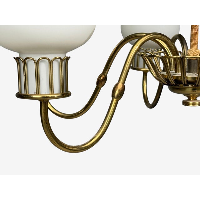 1960s Danish Modern, Chandelier, Brass, String, Glass For Sale - Image 11 of 13