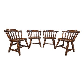 Mid-Century Richardson Brothers Solid Wood Dining Chairs - Mixed Set of 4 (2 Armchairs, 2 Side Chairs) For Sale