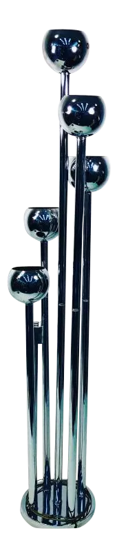 Italian 5 Head Chrome Spiral Modern Floor Lamp